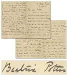 Beatrix Potter Autograph Letter Signed -- ...It is rather a shame to kill them so young; one has no sentimental feeling about a large bacon pig. I have made drawings of it and a plaster model...